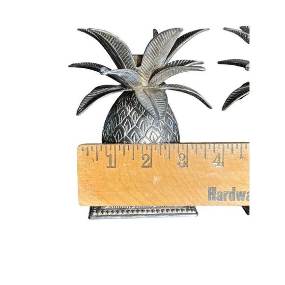Godinger Pair Silver Plated Tropical Pineapple Leaf Candle Holders. Beachy.Decor - Picture 5 of 5